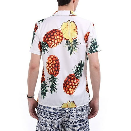 Casual Breathable Short-sleeved Beach Shirt with Printing Pattern for Male